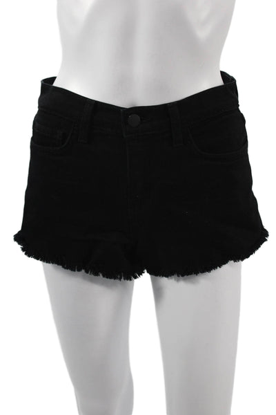 L'Agence Unisex Black Solid Cotton Blend Shorts Size 25