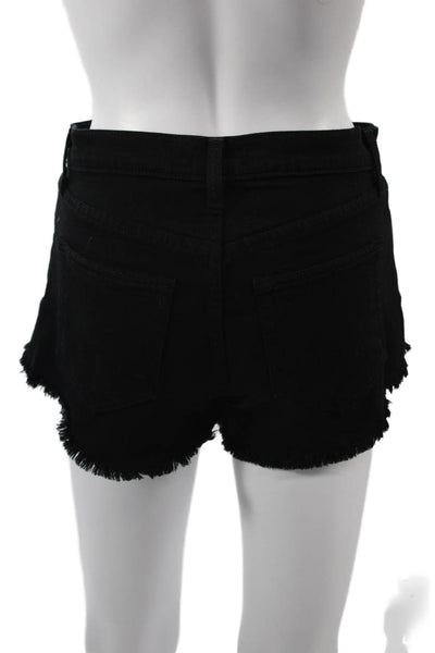 L'Agence Unisex Black Solid Cotton Blend Shorts Size 25