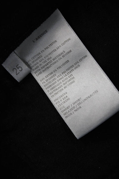 L'Agence Unisex Black Solid Cotton Blend Shorts Size 25