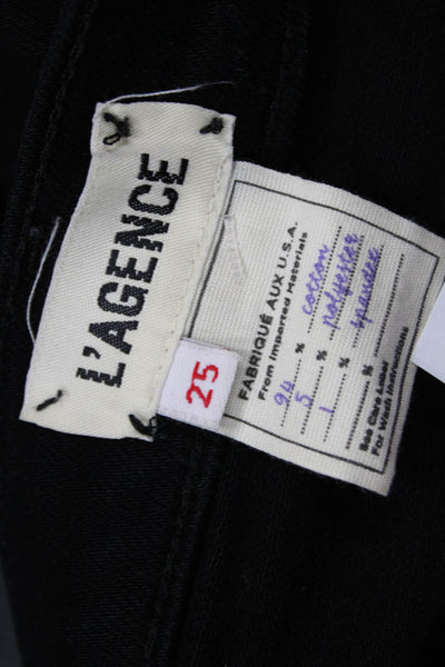 L'Agence Unisex Black Solid Cotton Blend Shorts Size 25