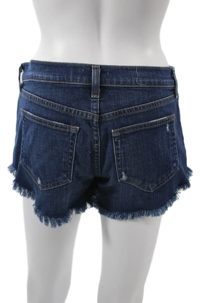 L'Agence Unisex Dark Blue Beach Shorts Cotton Blend Size 24