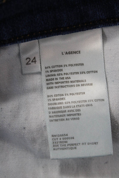 L'Agence Unisex Dark Blue Beach Shorts Cotton Blend Size 24