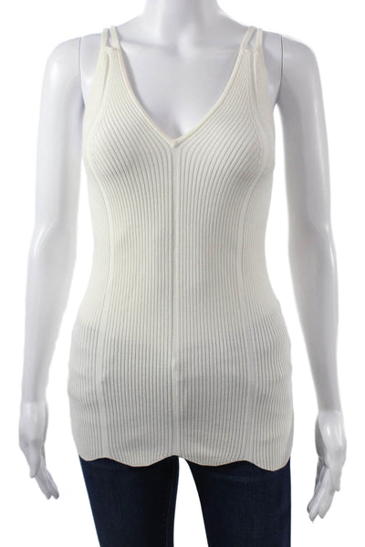 Sandro Women Basic Striped V-Neck Camisole White Sleeveless Size 1