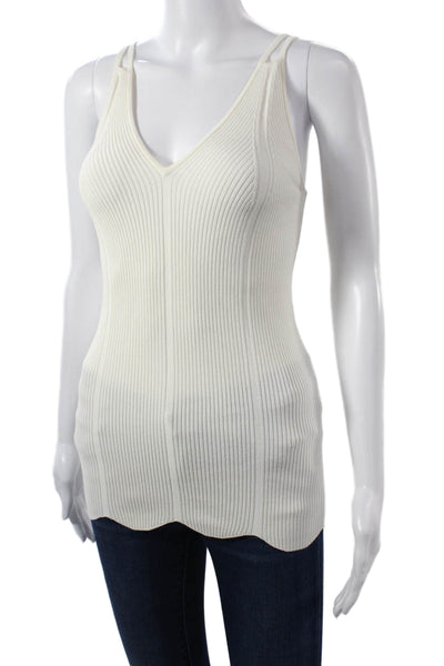Sandro Women Basic Striped V-Neck Camisole White Sleeveless Size 1