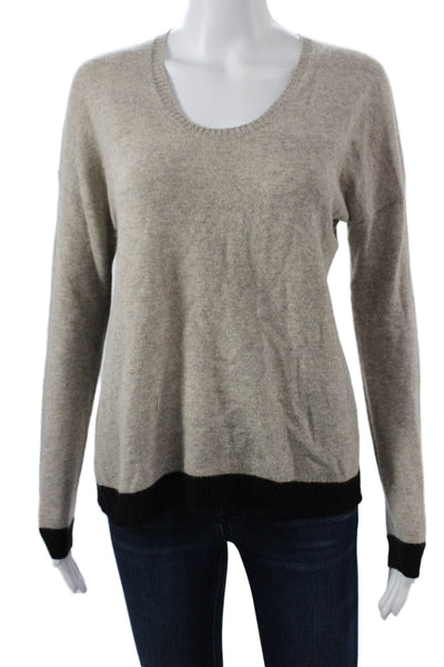 White + Warren Unisex Pullover Sweater Beige 100% Cashmere Round Neck Size S