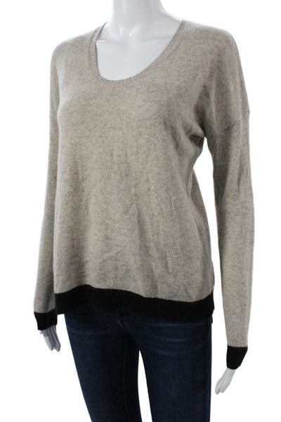 White + Warren Unisex Pullover Sweater Beige 100% Cashmere Round Neck Size S