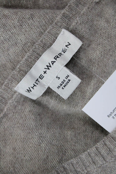 White + Warren Unisex Pullover Sweater Beige 100% Cashmere Round Neck Size S