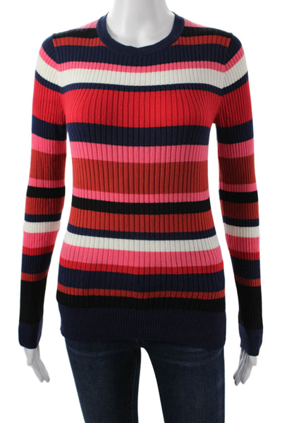 Trina Turk Unisex Black Striped Cotton Pullover Long Sleeve Size S