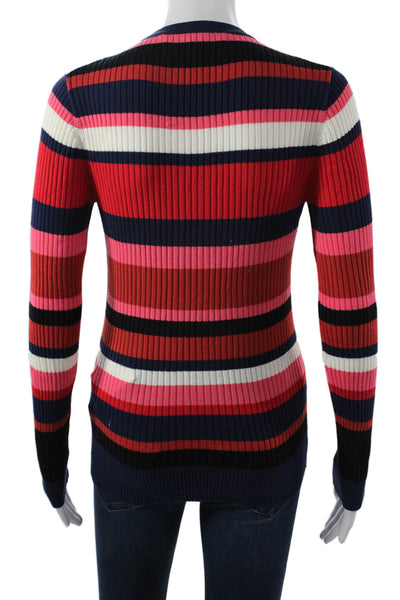 Trina Turk Unisex Black Striped Cotton Pullover Long Sleeve Size S