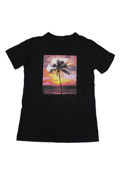 Nike Boys Cotton Graphic Short Sleeve Crew Neck Pullover T-Shirt Black Size S