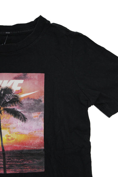 Nike Boys Cotton Graphic Short Sleeve Crew Neck Pullover T-Shirt Black Size S