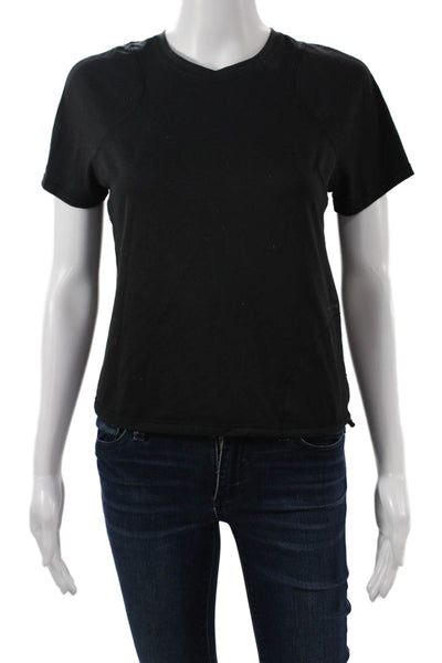 Lululemon Womens Basic V-Neck T-Shirt Black Short Sleeve Drawstring Size S