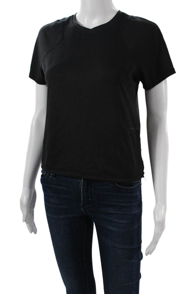 Lululemon Womens Basic V-Neck T-Shirt Black Short Sleeve Drawstring Size S