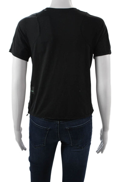 Lululemon Womens Basic V-Neck T-Shirt Black Short Sleeve Drawstring Size S