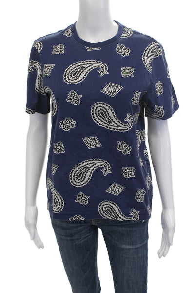 Lacoste Mens Paisley Cotton Crew Neck Short Sleeve T-Shirt Dark Blue Size XS
