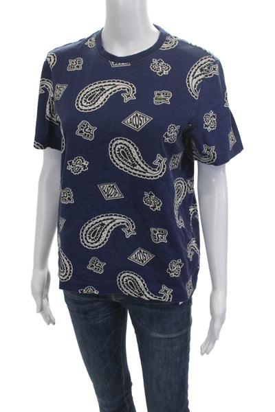 Lacoste Mens Paisley Cotton Crew Neck Short Sleeve T-Shirt Dark Blue Size XS