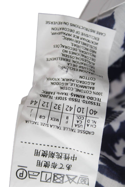Sportmax Code Womens Sleeveless V-Neck Leopard Cotton Blouse Blue Size 10
