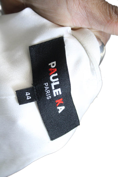 Paule Ka Womens White Blazer 3/4 Sleeve Round Neck Triacetate Blend Size 44