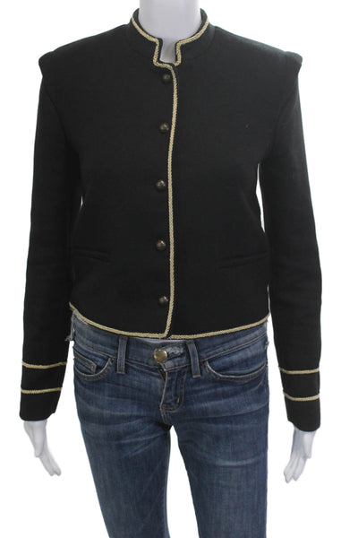 Zara Women Military Jacket Black Button High Neck Long Sleeve Size XS