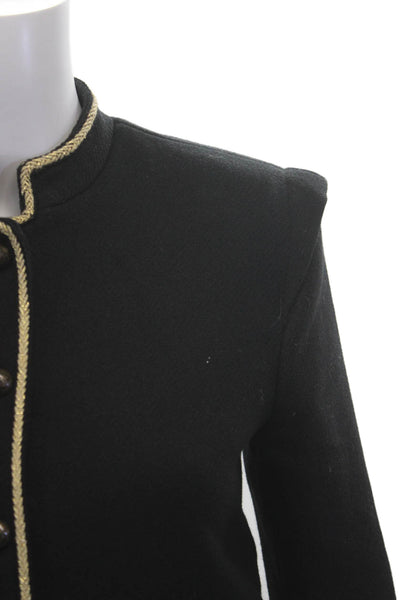 Zara Women Military Jacket Black Button High Neck Long Sleeve Size XS