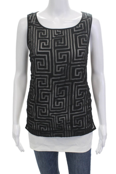 Elizabeth & James Womens Black Aztec Sleeveless Tank Round Neck Size S
