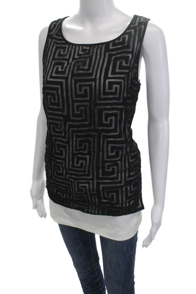 Elizabeth & James Womens Black Aztec Sleeveless Tank Round Neck Size S