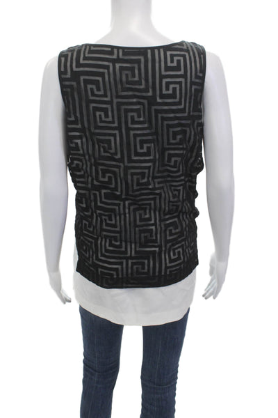 Elizabeth & James Womens Black Aztec Sleeveless Tank Round Neck Size S