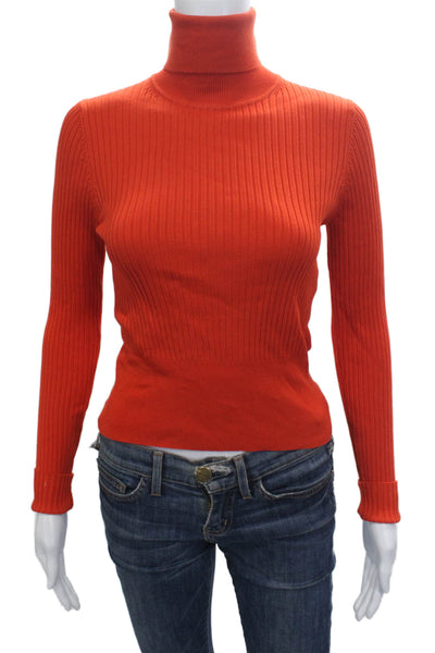 Zara Unisex Orange Turtleneck Pullover Sweater Long Sleeve Viscose Size M