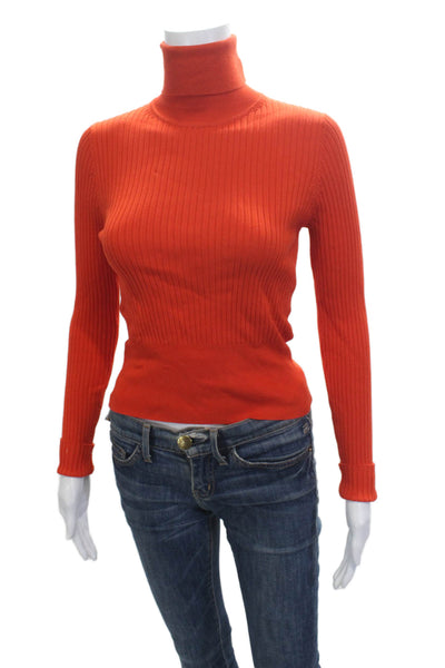 Zara Unisex Orange Turtleneck Pullover Sweater Long Sleeve Viscose Size M