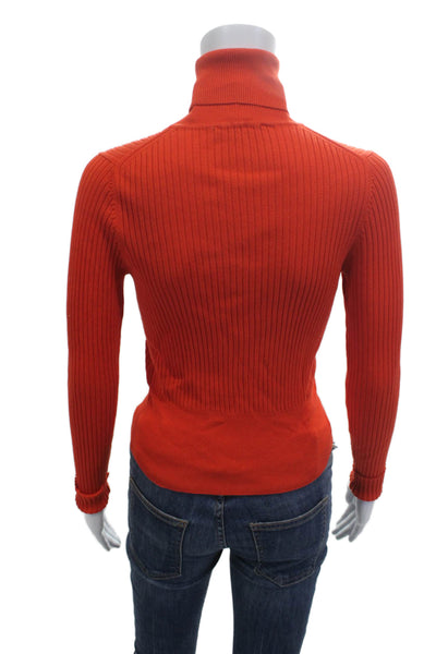 Zara Unisex Orange Turtleneck Pullover Sweater Long Sleeve Viscose Size M