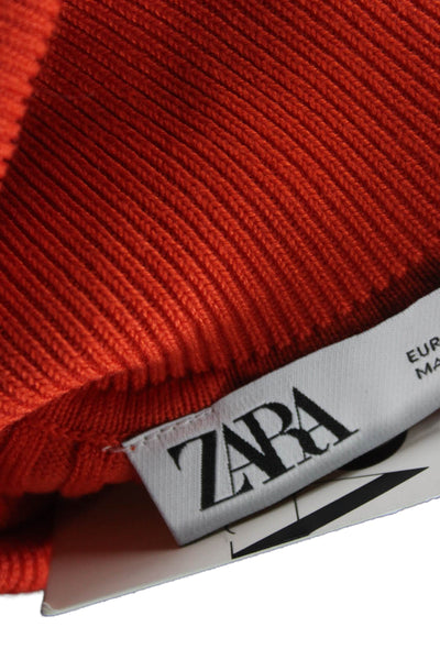 Zara Unisex Orange Turtleneck Pullover Sweater Long Sleeve Viscose Size M