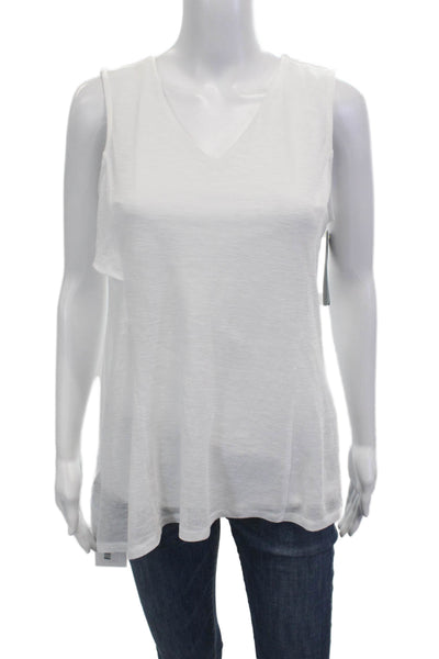 Lysse Women Basic Sleeveless V-Neck Tank White Size M
