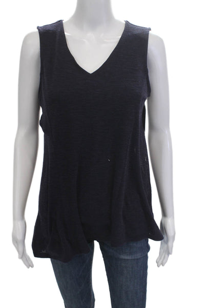Lysse Women Dark Blue V-Neck Basic Tank Sleeveless Size M