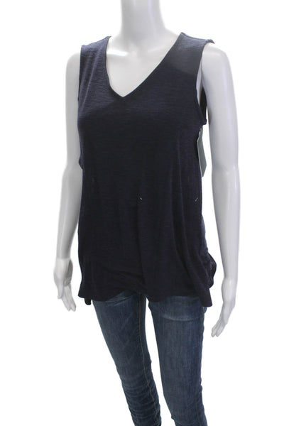 Lysse Women Dark Blue V-Neck Basic Tank Sleeveless Size M