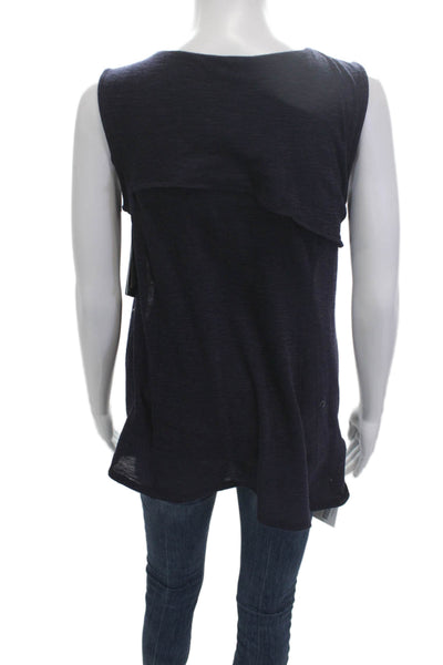 Lysse Women Dark Blue V-Neck Basic Tank Sleeveless Size M