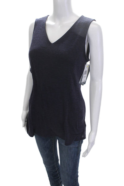 Lysse Women Basic V Neck Tank Dark Blue Sleeveless Size M