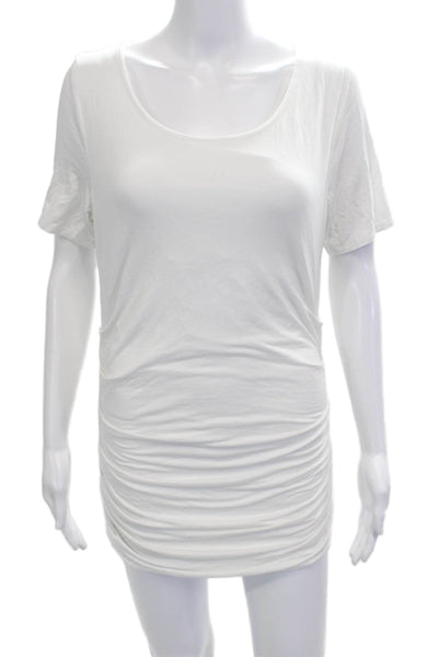 Lysse Women T-Shirt Dress Short Sleeve White Size M