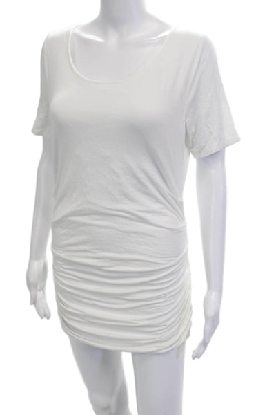 Lysse Women T-Shirt Dress Short Sleeve White Size M