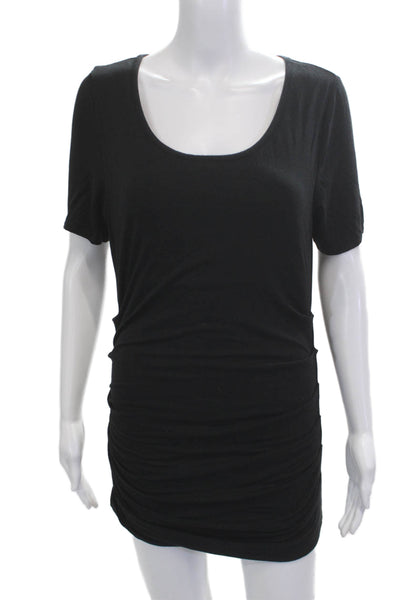 Lysse Womens Black T Shirt Dress Short Sleeve Round Neck Mini Size M