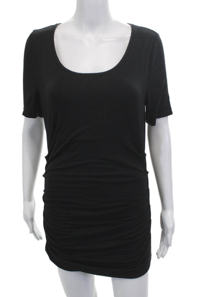 Lysse Women Bodycon T Shirt Dress Black Short Sleeve Round Neck Size M