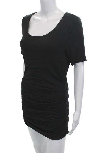 Lysse Women Bodycon T Shirt Dress Black Short Sleeve Round Neck Size M