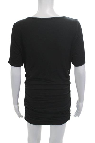 Lysse Women Bodycon T Shirt Dress Black Short Sleeve Round Neck Size M