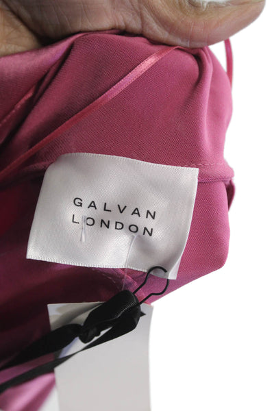 Galvan Womens Pink Maxi Slip Dress High Neck Tie Sleeveless Size 40