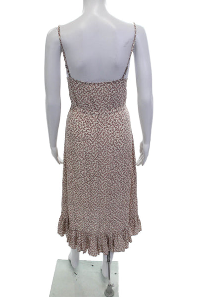 Rails Women Slip Dress Beige Floral V Neck Above Knee Sleeveless Size S