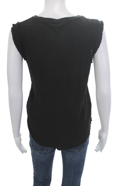 Zadig & Voltaire Womens V-Neck Black Butterfly Viscose T-Shirt Size M