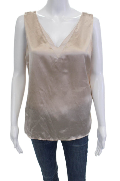 Reiss Womens Beige Silk Elastane Camisole V Neck Sleeveless Designer Size M