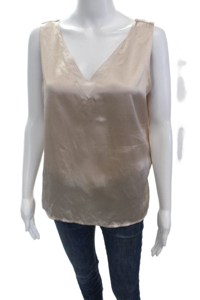 Reiss Womens Beige Silk Elastane Camisole V Neck Sleeveless Designer Size M