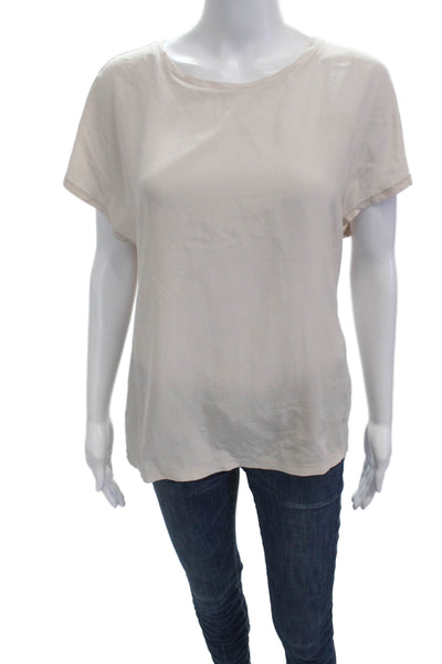 Reiss Womens Basic Silk T-Shirt Beige Sleeveless Round Neck Size M