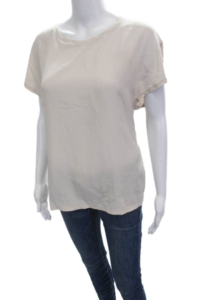 Reiss Womens Basic Silk T-Shirt Beige Sleeveless Round Neck Size M