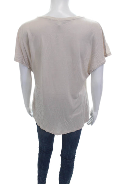 Reiss Womens Basic Silk T-Shirt Beige Sleeveless Round Neck Size M